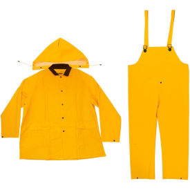 Enguard 3-Piece Heavy Duty Rainsuit, 35 mil PVC/Polyester, Snap Closure, Yellow, M