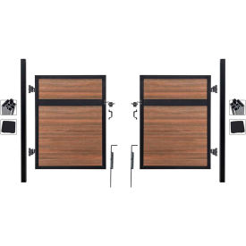Jewett Cameron Companies EF ET2216 Estate 10W x 6H King Cedar Aluminum/Composite Adjustable Fence Double Gate Kit -IN GROUND ONLY image.