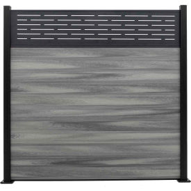 Lattice Top 6’W x 6’H Oxford Grey Aluminum/Composite Horizontal Fence-Starter Section-SURFACE MOUNT