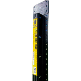 Lifetime Steel Post® Powder Coated Black Steel Metal Fence Post with Top Plate 4"W x 108"H 