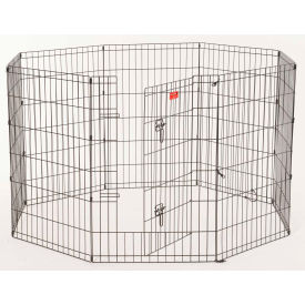 Jewett Cameron Companies ZW 11636 Lucky Dog Heavy Duty Dog Exercise Pen With Stakes 24"W x 36"H, Black image.