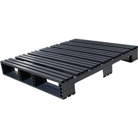Jifram Extrusions, Inc. 5000345 Jifram Extrusions Open Deck Pallet, Plastic, 4-Way Entry, 48" x 40", 3000 Lb Static Cap, Black image.