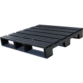Jifram Extrusions, Inc. 5000356 Jifram Extrusions Open Deck Pallet, Plastic, 4-Way Entry, 42" x 42", 3000 Lb Static Cap, Black image.