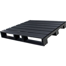 Jifram Extrusions, Inc. 5000367 Jifram Extrusions Open Deck Pallet, Plastic, 4-Way Entry, 48" x 48", 3000 Lb Static Cap, Black image.