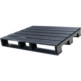 Jifram Extrusions, Inc. 5000378 Jifram Extrusions Open Deck Pallet, Plastic, 4-Way Entry, 48" x 40", 3000 Lb Static Cap, Black image.