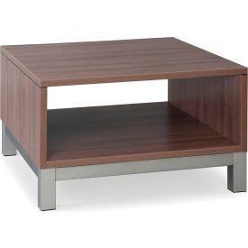 JMJS INC PL9997MW OfficeSource Laminate Collection Pedestal Tables Cube Table, 29"Wx29"Dx15-1/2"H, Modern Walnut image.