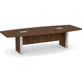 JMJS INC PLELP237MW OfficeSource Boat Shaped Conference Table w/ Elliptical Base, 121"Wx47"Dx29-1/2"H, Modern Walnut image.