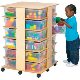 Jonti-Craft® 24 Cubbie Mobile Tower With Clear Tubs 27""W x 27""D x 40-1/2""H Birch Plywood