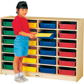 Jonti-Craft® 24 Tray Mobile Cubbie w/Colored Paper-Trays 48""W x 15""D x 35-1/2""H Birch Plywood
