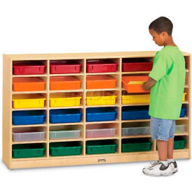 Jonti-Craft® 20 Tray Mobile Cubbie w/Colored Paper-Trays 60""W x 15""D x 35-1/2""H Birch Plywood