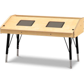 Jonti-Craft Inc 3396JCE Jonti-Craft® Adjustable Height Dual Tablet Wooden Top Table - Stationary image.