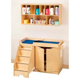 Jonti-Craft® Changing Table with 3 Shelved Cabinet and Left Side Stairs - Organizer Combo