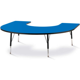 Jonti-Craft Berries 6445JCE183 Horseshoe Activity Table, E-Height (15"-24" Adjustable Height), 66" x 60", Blue/Black/Black