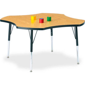 Jonti-Craft Berries 6453JCE210 Four Leaf Activity Table, E-Height (15"-24" Adjustable Height), 48" Diameter, Oak/Black/Black