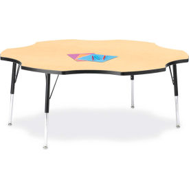 Jonti-Craft Berries 6458JCA011 Six Leaf Activity Table, A-Height (24"-31" Adjustable Height), 60", Maple/Black/Black