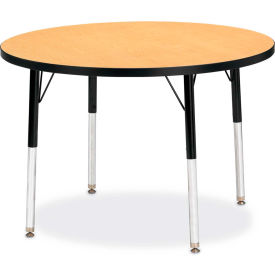 Jonti-Craft Inc 6488JCE210 Berries® Round Activity Table, 36"W x 36"L x 15" To 24"H, Classic Oak image.