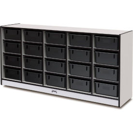 Jonti-Craft® 20 Tub Mobile Cubbie w/Tubs 60"W x 15"D x 29-1/2"H Gray Laminate Black Edge