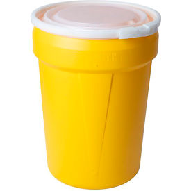 Eagle® Lab Pack Open Head Poly Drum Plastic Lever Lock 30 Gallon Capacity Yellow