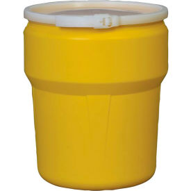 Eagle® Lab Pack Open Head Poly Drum Plastic Lever Lock 10 Gallon Capacity Yellow