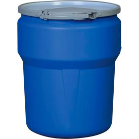 Eagle® Lab Pack Open Head Poly Drum Metal Lever Lock 10 Gallon Capacity Blue