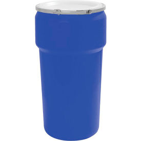 Eagle® Lab Pack Open Head Poly Drum Metal Lever Lock 20 Gallon Capacity Blue