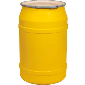 Eagle® Lab Pack Open Head Poly Drum Metal Lever Lock 55 Gallon Capacity Yellow