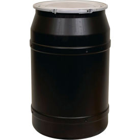 Eagle® Lab Pack Open Head Poly Drum Metal Lever Lock 55 Gallon Capacity 21"" Dia. Black