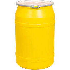 Eagle® Lab Pack Open Head Poly Drum Metal Bolt Ring 55 Gal. Cap. 2 x 2"" Bung Holes Yellow