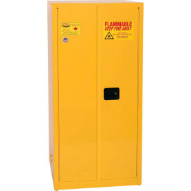 Flammable Liquid Cabinet, Manual Close, 60 Gallon Capacity, 34"W x 34"D x 65"H, Yellow view 2
