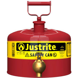 Justrite® Safety Can For Laboratories Type I Flow-Control Faucet 2.5 Gallon Red 