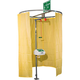 Justrite Safety Group CURTAIN-PM Hughes® Safety Shower Modesty Curtain, Pipe Mount, Nylon, Yellow image.