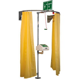 Justrite Safety Group CURTAIN-WM Hughes® Safety Shower Modesty Curtain, Wall Mount, Nylon, Yellow image.