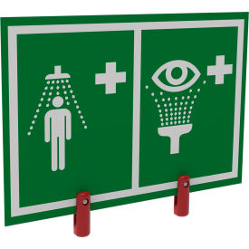 Justrite Safety Group ES-BRAC-SIGN-H Hughes® Universal Safety Shower Eye & Face Wash Sign w/ Plastic Brackets, PVC, 16"W x 13-1/2"H image.