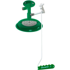 Justrite Safety Group L23GSV Hughes® Laboratory Drench Shower, Ceiling Mount, Stainless Steel Pipe, 20 GPM image.
