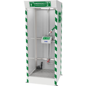 Justrite Safety Group SD32K45G-PUMP Hughes® Emergency Cubicle Shower w/ Covered ABS Eye, Face Wash & Sump Pump, 120V, Floor Mount image.
