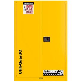 Justrite® Utili-Guard+ Flammable Cabinet Self Close 45 Gal. Cap. 43"Wx22"Dx65"HYellow 