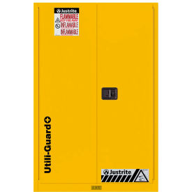 Justrite® Utili-Guard+ Flammable Cabinet Self Close 90 Gal. Cap. 43"Wx37"Dx65"HYellow 