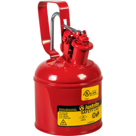 Justrite Manufacturing Co. 10101 Justrite® Type I Safety Can For Flammable Liquids, Steel, 0.25 Gallon Capacity, Red image.