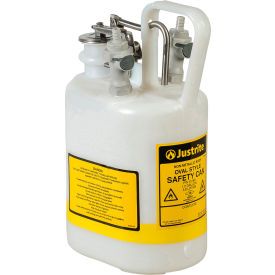 Justrite Manufacturing Co. 12160 Justrite Quick-Disconnect Disposal Safety Can w/ Fittings For 3/8" Tubing, Oval, 1 Gal. Cap., White image.