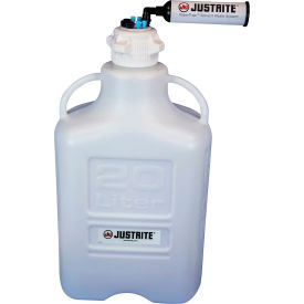Justrite Safety Group 12813 Justrite 12813 VaporTrap™ Carboy With Filter Kit, HDPE, 20-Liter, 7 Ports image.