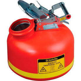 Justrite Manufacturing Co. 14762 Justrite® Disposal Drain Can For Liquid Disposal, Polyethylene, 2 Gallon Capacity, Red image.