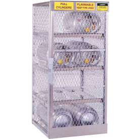 Justrite Safety Group 23003 Justrite Horizontal, 8 Cylinder, Aluminum Storage Cabinet, 30"W x 32"D x 65"H, Manual Close image.
