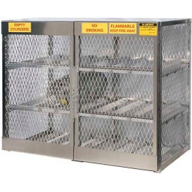 Justrite Safety Group 23004 Justrite Horizontal, 12 Cylinder, Aluminum Storage Cabinet, 60"W x 32"D x 49-1/2"H, Manual Close image.