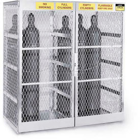 JUSTRITE SAFETY GROUP 23007 Justrite Vertical, 10-20 Cylinder, Aluminum Storage Cabinet, 60"W x 32"D x 65"H, Manual Close image.