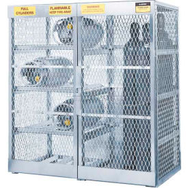 JUSTRITE SAFETY GROUP 23008 Justrite Combo Horizontal & Vertical Cylinder Aluminum Storage Cabinet 60"Wx32"Dx65"H, Manual Close image.