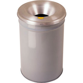 Justrite Manufacturing Co. 26630G Justrite® Cease Fire® Round Waste Receptacle with Aluminum Head, 30 Gallon Capacity, Gray image.