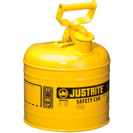 Justrite Safety Group 7120200 Justrite® Type I Steel Safety Can, 2 Gallon (7.5L), Self-Close Lid, Yellow, 7120200 image.