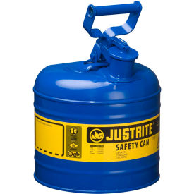 Justrite Safety Group 7120300 Justrite® Type I Steel Safety Can, 2 Gallon (7.5L), Self-Close Lid, Blue, 7120300 image.