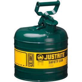 Justrite Safety Group 7120400 Justrite® Safety Can Type I - 2 Gallon Galvanized Steel, Green, Self-Close Lid, 7120400 image.