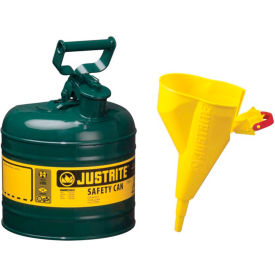 Justrite Safety Group 7120410 Justrite® Safety Can Type I - 2 Gallon Galvanized Steel, With Funnel, Self-Close Lid, 7120410 image.